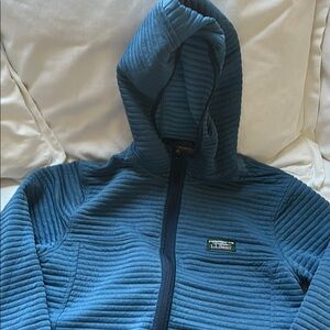 L.L. Bean Blue Performance Jacket with Hood and Quilted Texture
